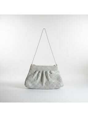 Vintage White Mesh Evening Bag Y2K Prom Glam Chain Shoulder Purse Luxe